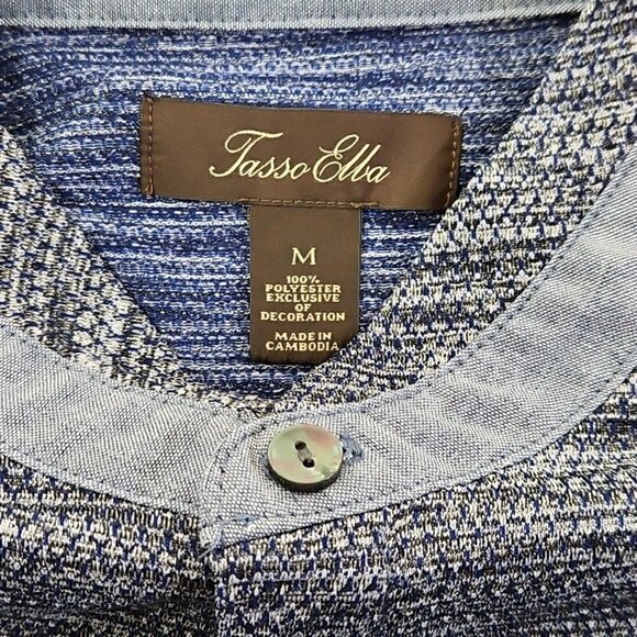 Tasso Elba Navy Blue Combo Banded Collar Polo Shirt Men's Medium EUC LN Golf - Picture 5 of 13